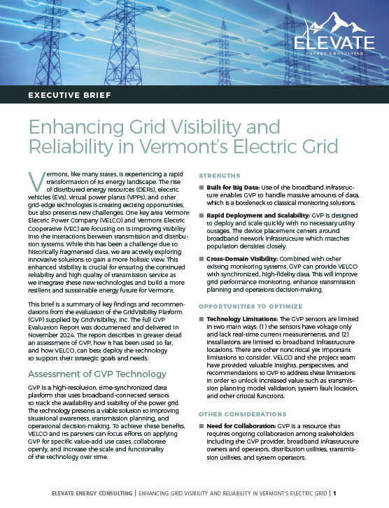 Enhancing Grid Visibility and Reliability in Vermont’s Electric Grid